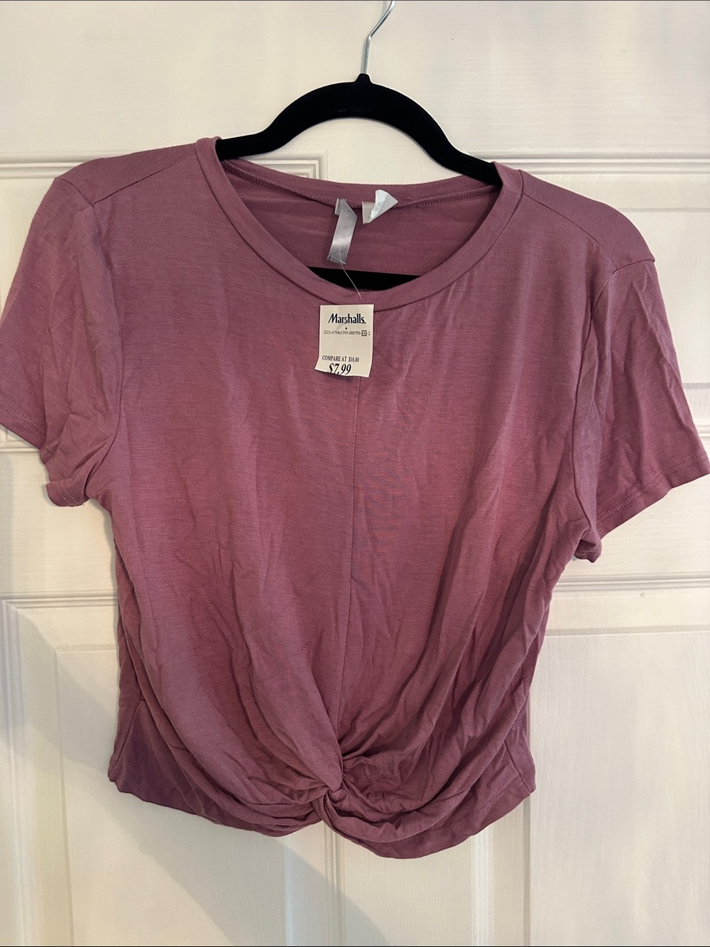 Marshalls Mauve Twist-Knot Crop Tee